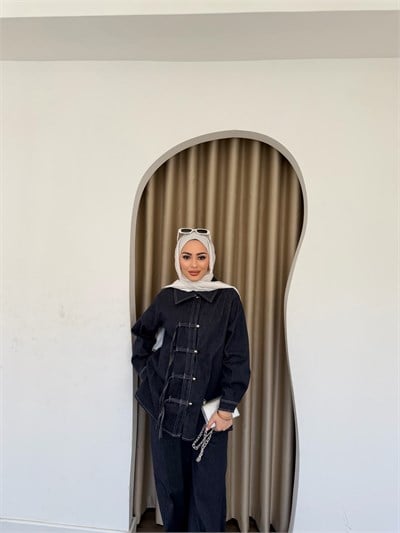 Sima Düğmeli Kot Takım - Mavi