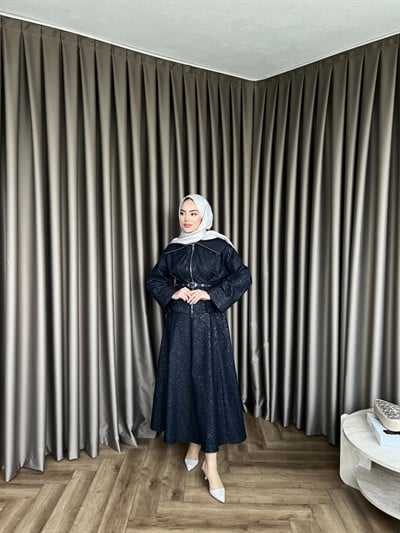 Simli Kot Etekli Takım - Lacivert