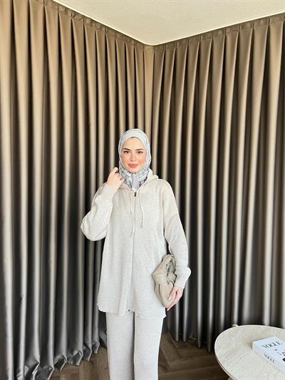 Simli Mek Takım Bej