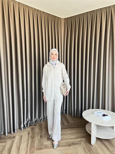 Simli Mek Takım Bej