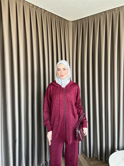 Simli Mek Takım Bordo