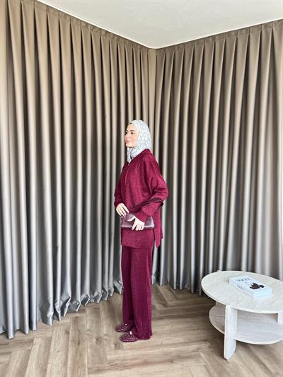 Simli Mek Takım Bordo