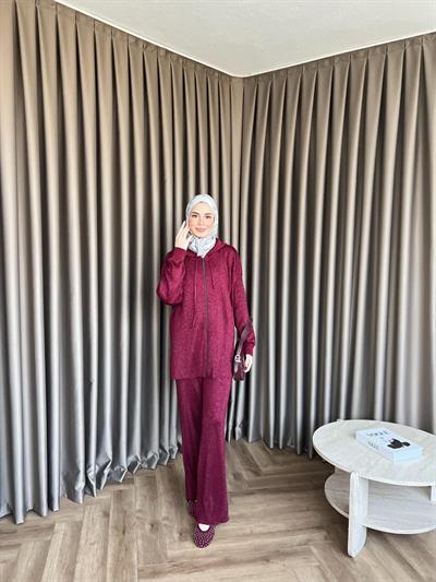 Simli Mek Takım Bordo