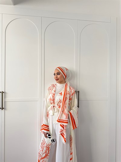 Su Kimona Şal Hediyeli - Oranj