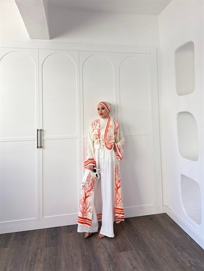 Su Kimona Şal Hediyeli - Oranj