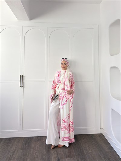Su Kimona Şal Hediyeli - Pembe