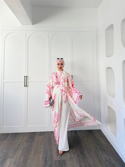 Su Kimona Şal Hediyeli - Pembe