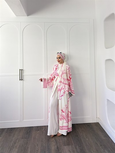 Su Kimona Şal Hediyeli - Pembe