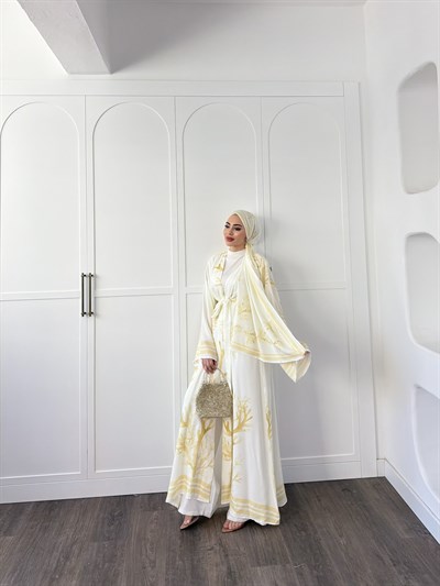 Su Kimona Şal Hediyeli - Sarı