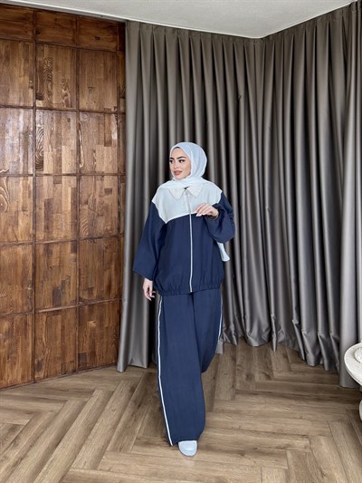 Suaz Şeritli Eşofman - Lacivert