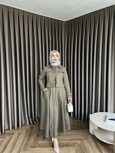 Suzi Kot Elbise Kot - Haki(ÖN SİPARİŞ)