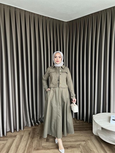 Suzi Kot Elbise Kot - Haki(ÖN SİPARİŞ)