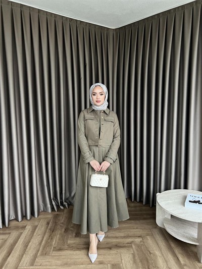 Suzi Kot Elbise Kot - Haki(ÖN SİPARİŞ)