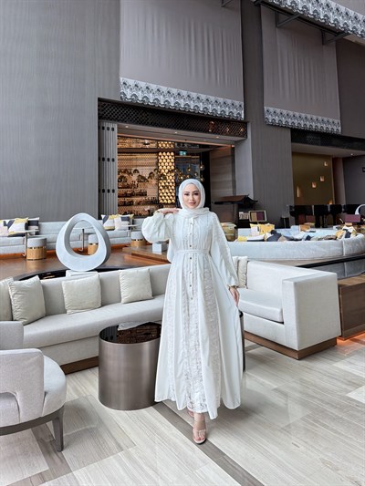 Tasarım Abaya Elbise - Beyaz