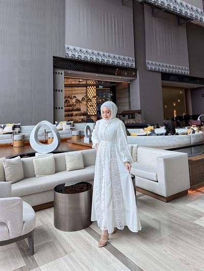 Tasarım Abaya Elbise - Beyaz