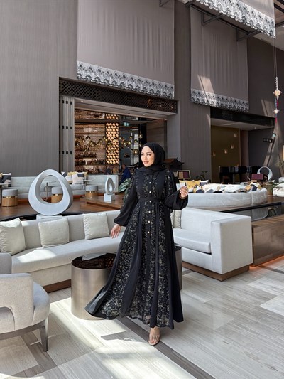 Tasarım Abaya Elbise - Siyah
