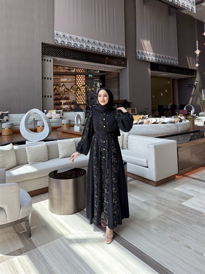 Tasarım Abaya Elbise - Siyah
