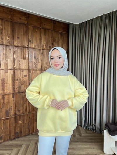 Taşlı Lima Sweat - Sarı