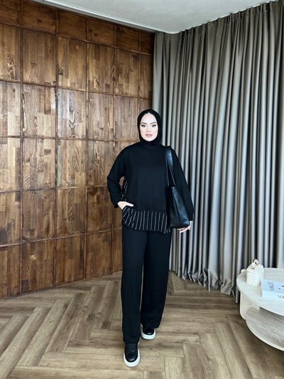 Taşlı Jami Oysh Takım - Siyah