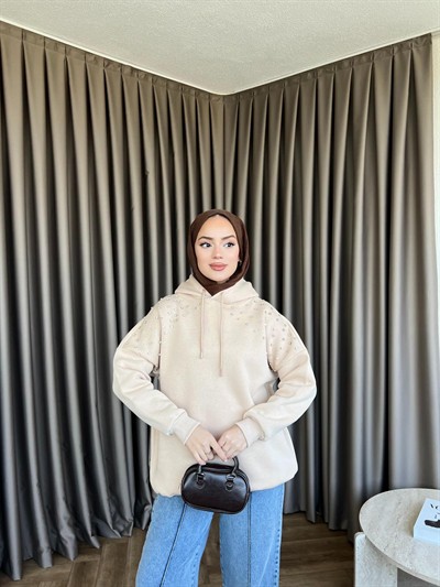 Taşlı Rümy Sweat - Bej