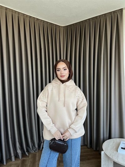Taşlı Rümy Sweat - Bej