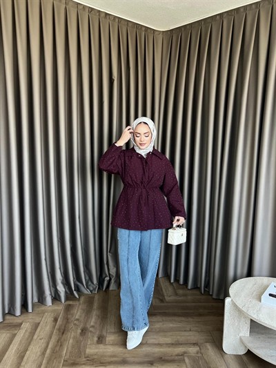 Taşlı Trenç - Mürdüm