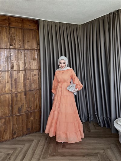 Tb-Alev Düğmeli Elbise - Oranj