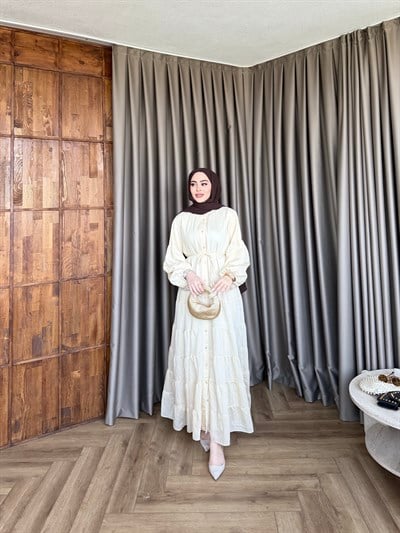 Tb-Alev Düğmeli Elbise- Sarı