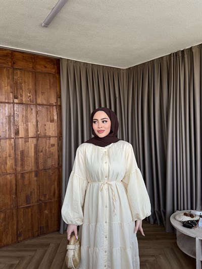 Tb-Alev Düğmeli Elbise- Sarı