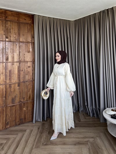 Tb-Alev Düğmeli Elbise- Sarı