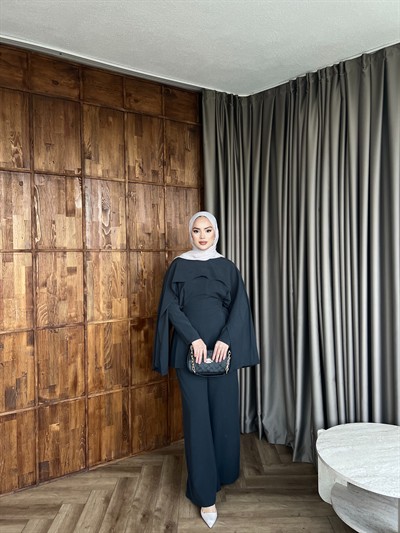 Tb - Beslan Pelerin Detaylı Takım - Antrasit