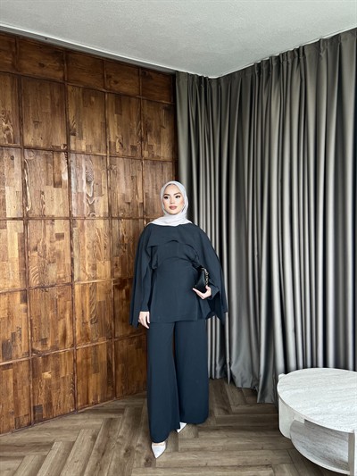 Tb - Beslan Pelerin Detaylı Takım - Antrasit