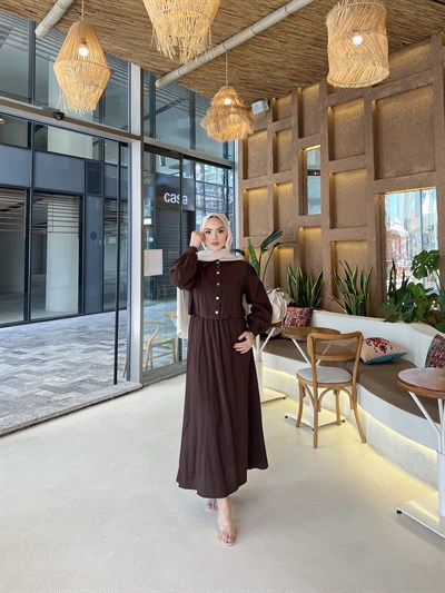 Unna Tensel Elbise - Kahve