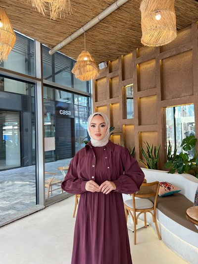 Unna Tensel Elbise - Mürdüm