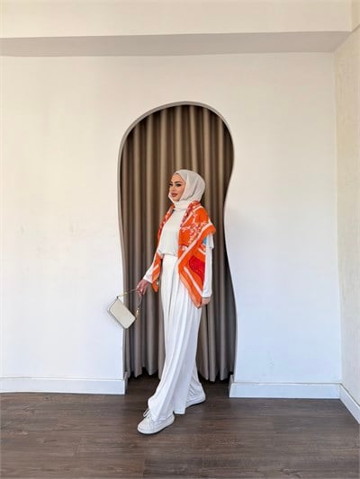 Uraz Pantolon Büzgülü Takım - Beyaz