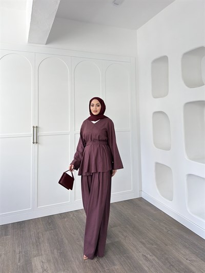 Uraz Pantolonlu Takım - Mürdüm
