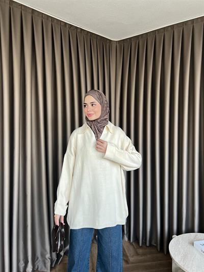 V Triko Kazak - Ekru