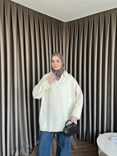 V Triko Kazak - Ekru