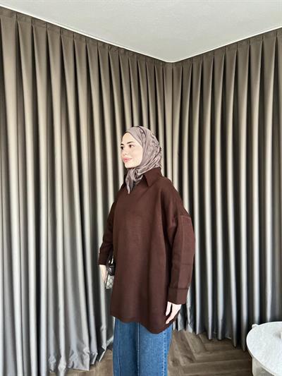 V Triko Kazak - Kahve