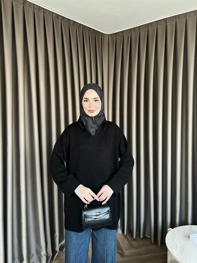 V Triko Kazak - Siyah