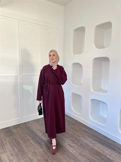 Wennes 3İplik Elbise Bordo