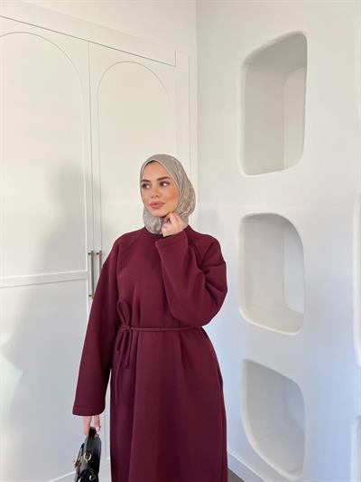 Wennes 3İplik Elbise Bordo