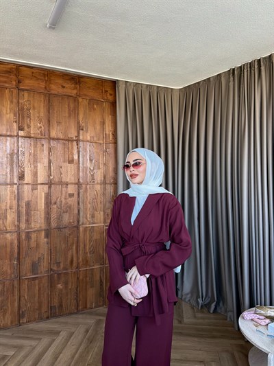 Wessal Kimona Takım - Mürdüm