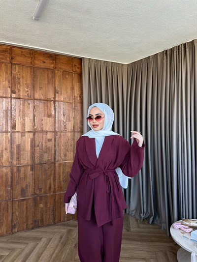 Wessal Kimona Takım - Mürdüm