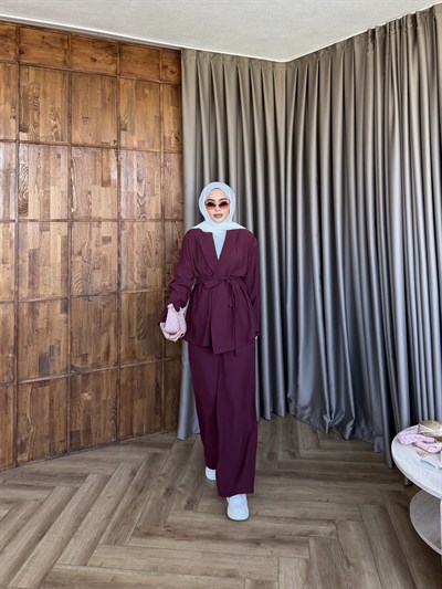 Wessal Kimona Takım - Mürdüm