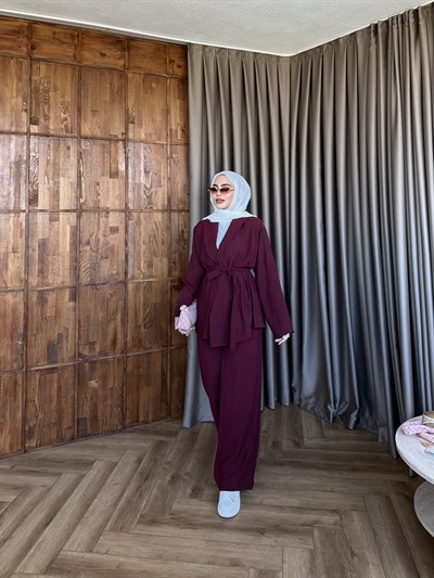 Wessal Kimona Takım - Mürdüm