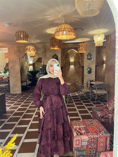 Yağmur Kat Elbise - Bordo  ( Ön Şipariş )