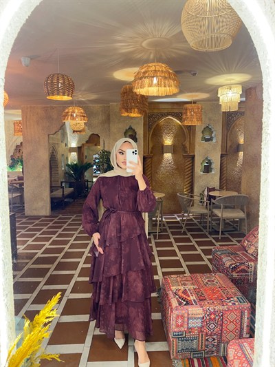 Yağmur Kat Elbise - Bordo  ( Ön Şipariş )