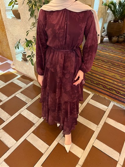 Yağmur Kat Elbise - Bordo  ( Ön Şipariş )