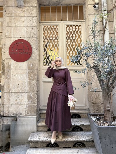 Yalın Etekli Takım - Mürdüm ÖN SİPARİŞ 